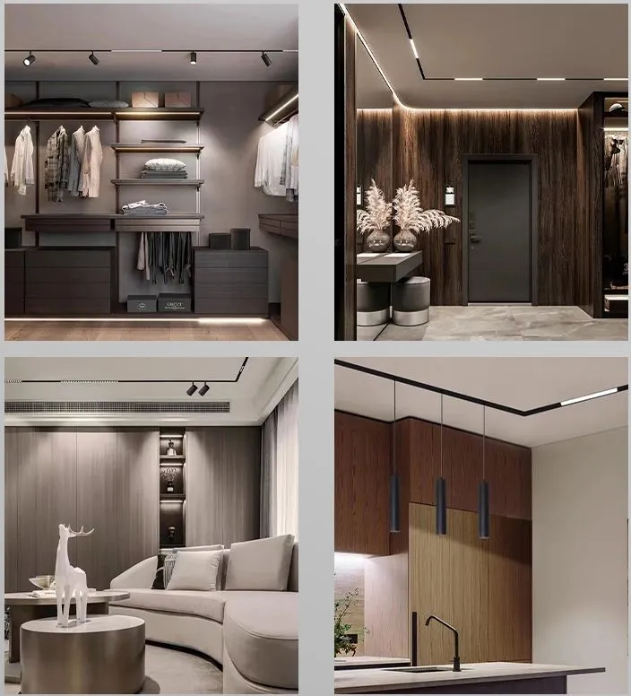 Светодиодный трек Линейный свет Ra 90+ Пластиковая розничная торговля Промышленный черно-белый супермаркет Магнитно-образная мастерская Магазин 4