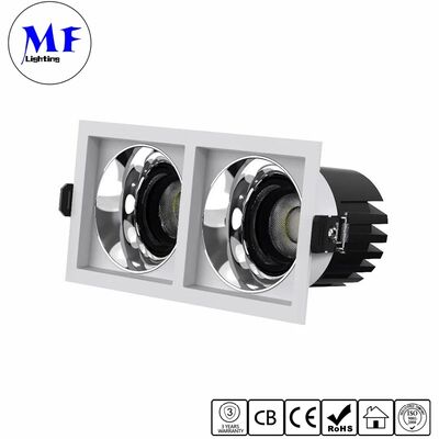 Factory Price Double-Heads Anti-Glare Square LED Down Light IP20 With TRIAC 0-10V DALI-2 DT6 DT8 Dimming Recessed Ceiling Spotlight