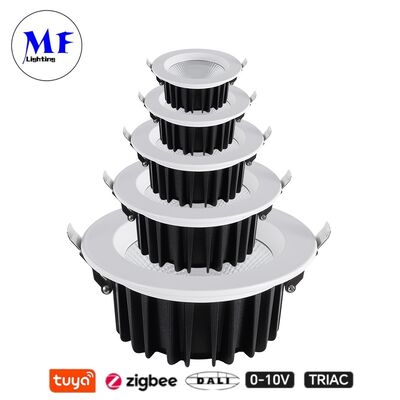 7W 100lm/W LED Spot Down Light CCT Adjustable CRI90 Triac /0-10V/Dali-2/Tuya Zigbee Dimmable Beam Angle 60° Recessed Anti-Glare COB for Commercial and Recidential Places