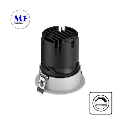 Anti-Glare COB Recessed LED Spot Downlight Optical Lens,15-55° Beam Angle,0-30° Adjustable Illumination,110Vac 5CCT DIP & 200-240VAC Dimmable Recessed Spotlight